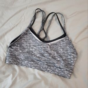 Zyia Active Wear Criss-cross sports bra. Navy, white, and gray. Women's SZ XXL.